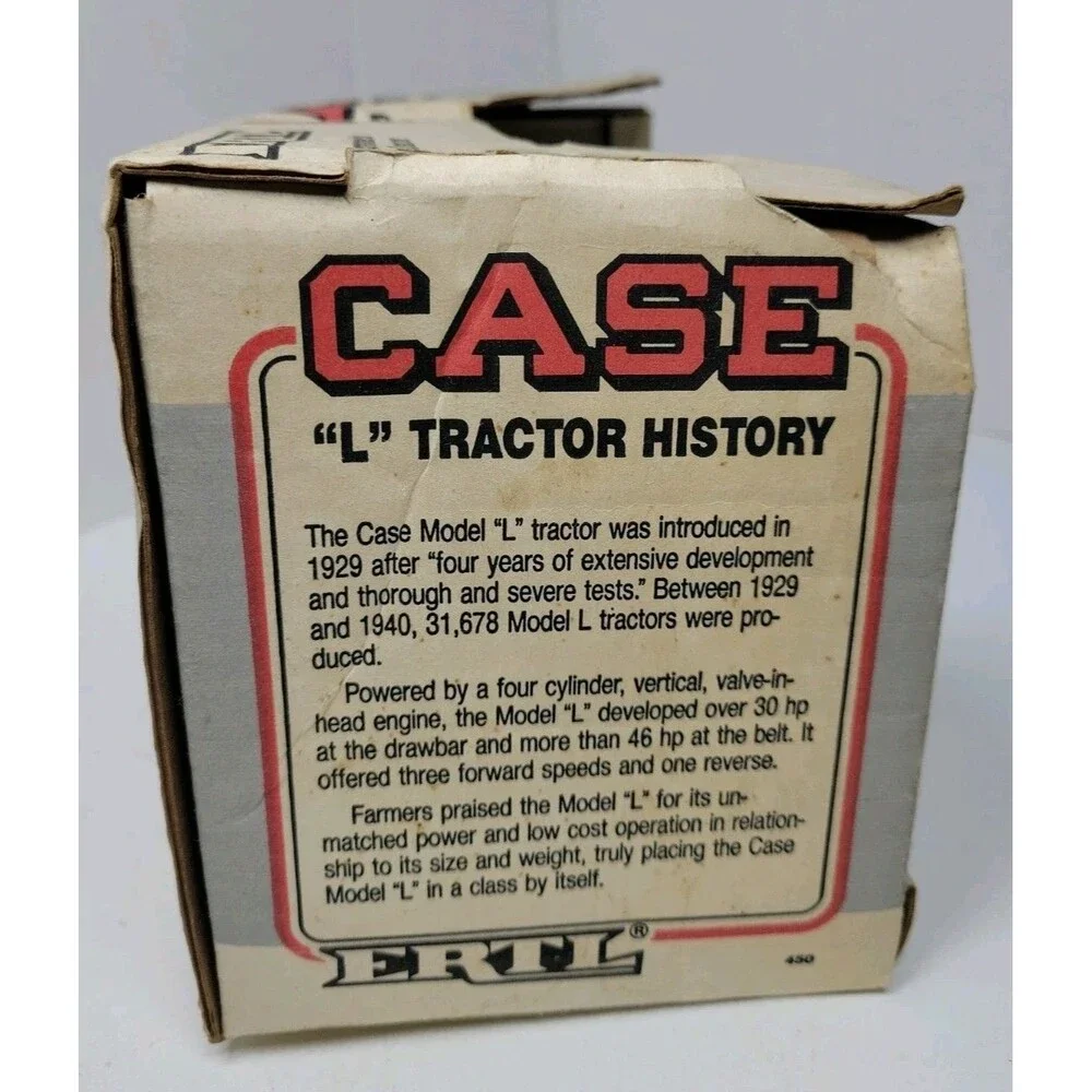 Vintage 1987 Ertl 1:16th Scale Case L Tractor on Red Steel Wheels, #450, NIB